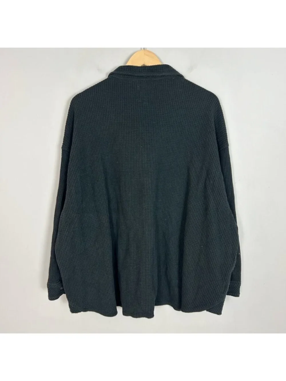 Aerie Waffle Lumber Jane Button Front Shirt Black Oversized Size XL Women's - Picture 3 of 5
